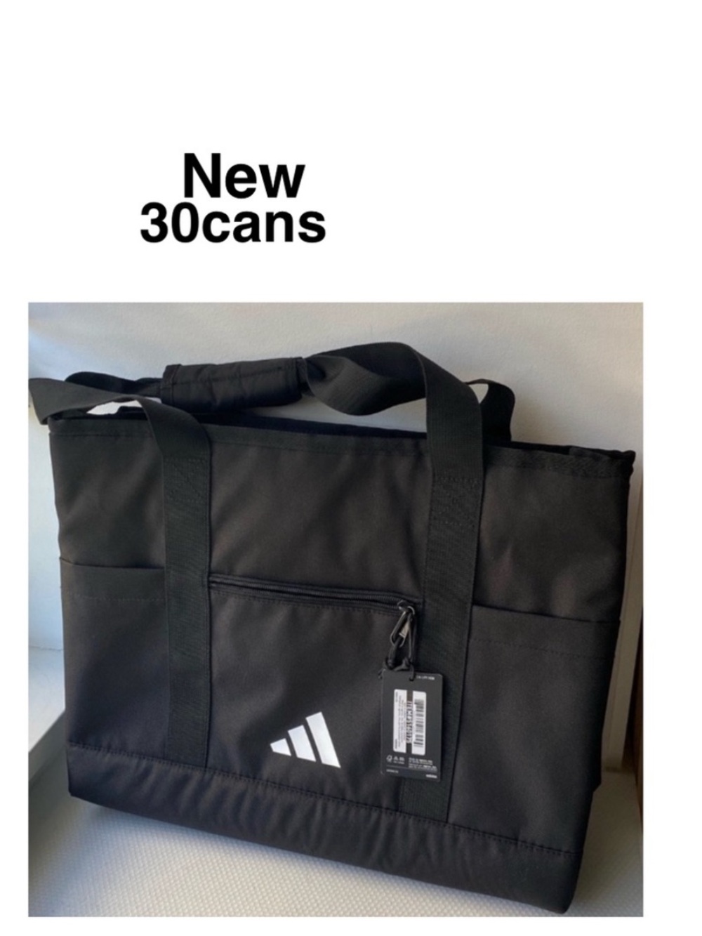 New Adidas 30 Can Tote Cooler Bag Black Insulated Top Zip with tags ⭐️⭐️⭐️